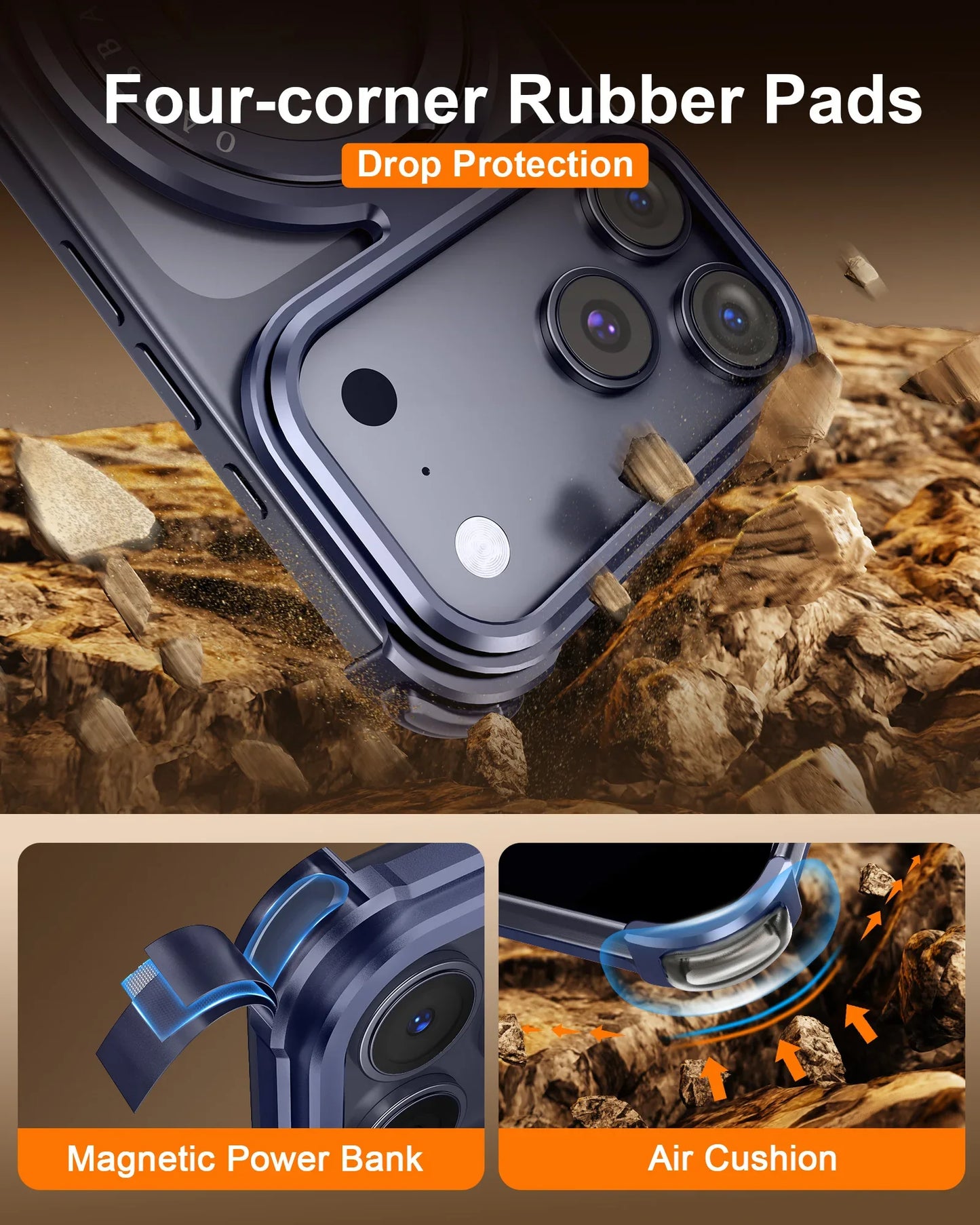 Oatsbasf Π Shape Magnetic Phone Case for iPhone 17 Pro Max/17 Pro Bazel-Less Phone Protective Cover Minimalist Protective Bumpe