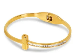 Bamboo Beads Punk Gold Plated Bangle for Women Men Trendy Stainless Steel Metal Bracelets Geometric Round Bead Jewelry Accessory