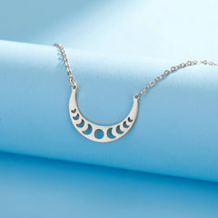 Moon Phase Necklace Stainless Steel Choker Fashion Elegant Women