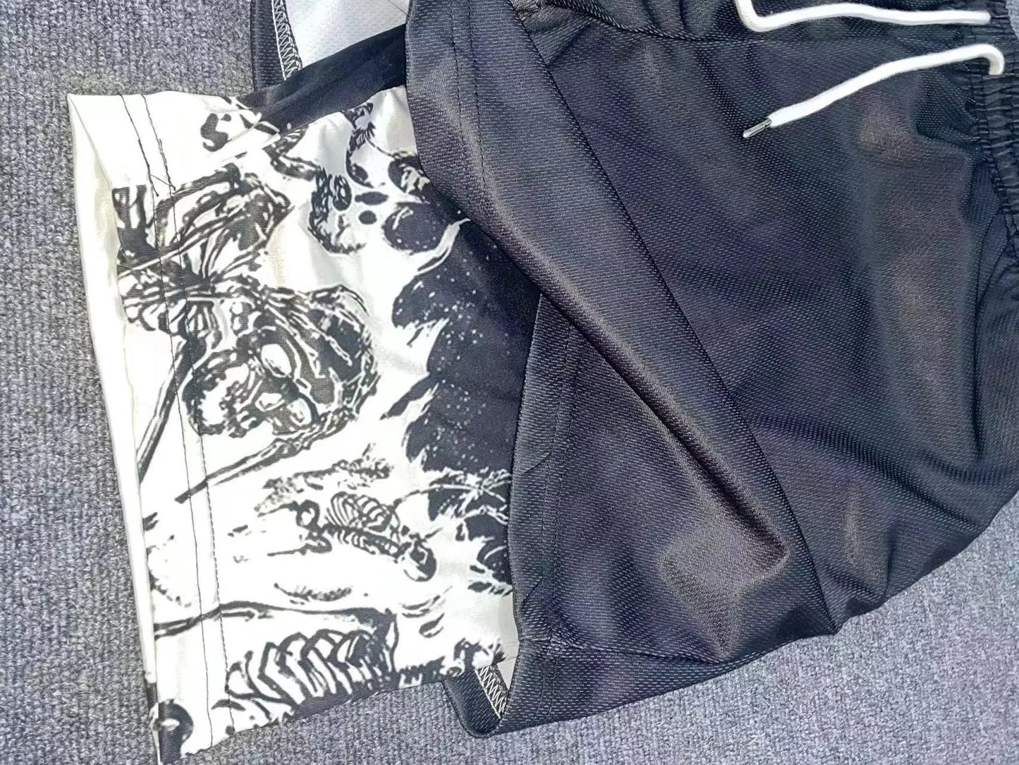 men's double layered shorts men anime high waisted oversized breathable sports