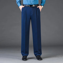 Casual Suit Pants Men Straight Loose High Waist Dress Trousers for Male