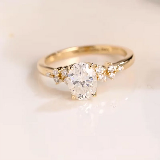 Unique Oval Cut 1ct-3ct Moissanite Halo Ring 925 Sterling Silver Half Eternity Rings for Woman Wedding Jewelry with Certificate