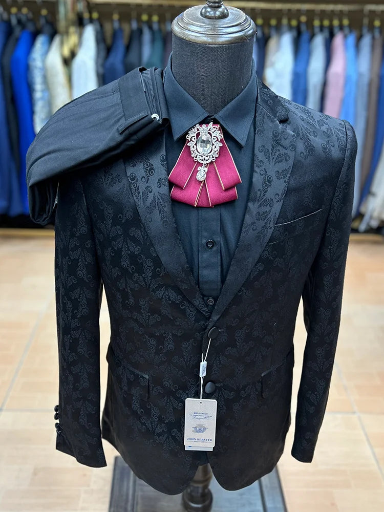 Tuxedo for Mens: Floral Printed Wedding Men Suit Three-Piece Slim Fit Stage