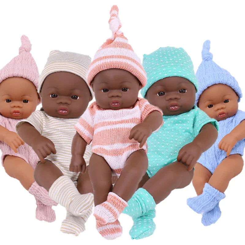 Black Reborn Dolls African Reborn Baby Doll 20cm Dolls Baby Reborn Baby Doll Toys Soft Touch High Quality Doll for Children Toys
