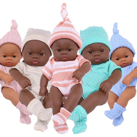 Black Reborn Dolls African Reborn Baby Doll 20cm Dolls Baby Reborn Baby Doll Toys Soft Touch High Quality Doll for Children Toys