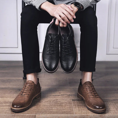 Golden Sapling Casual Business Shoes Men's Formal Flats Fashion Leather Shoes Men Retro Loafers Fashion Office Dress Footwear