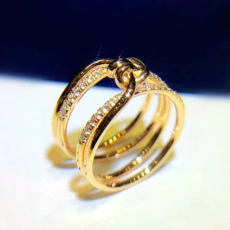 Women Finger Rings Gold Color Temperament Female Accessory with Dazzling