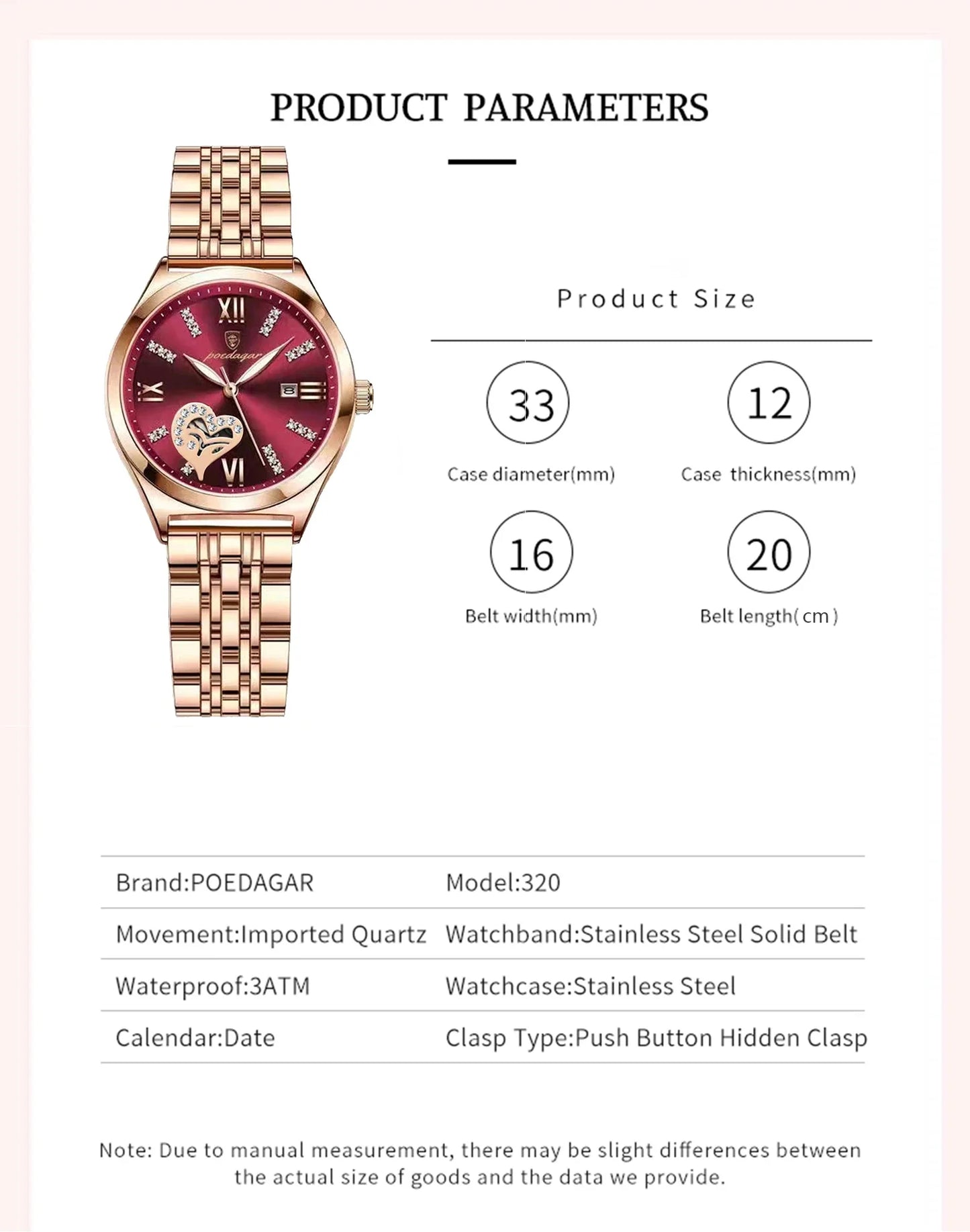 POEDAGAR Luxury Watches For Women Waterproof Luminous Date Stainless Steel Woman Watch Elegant Fashion Quartz Ladies Wristwatch