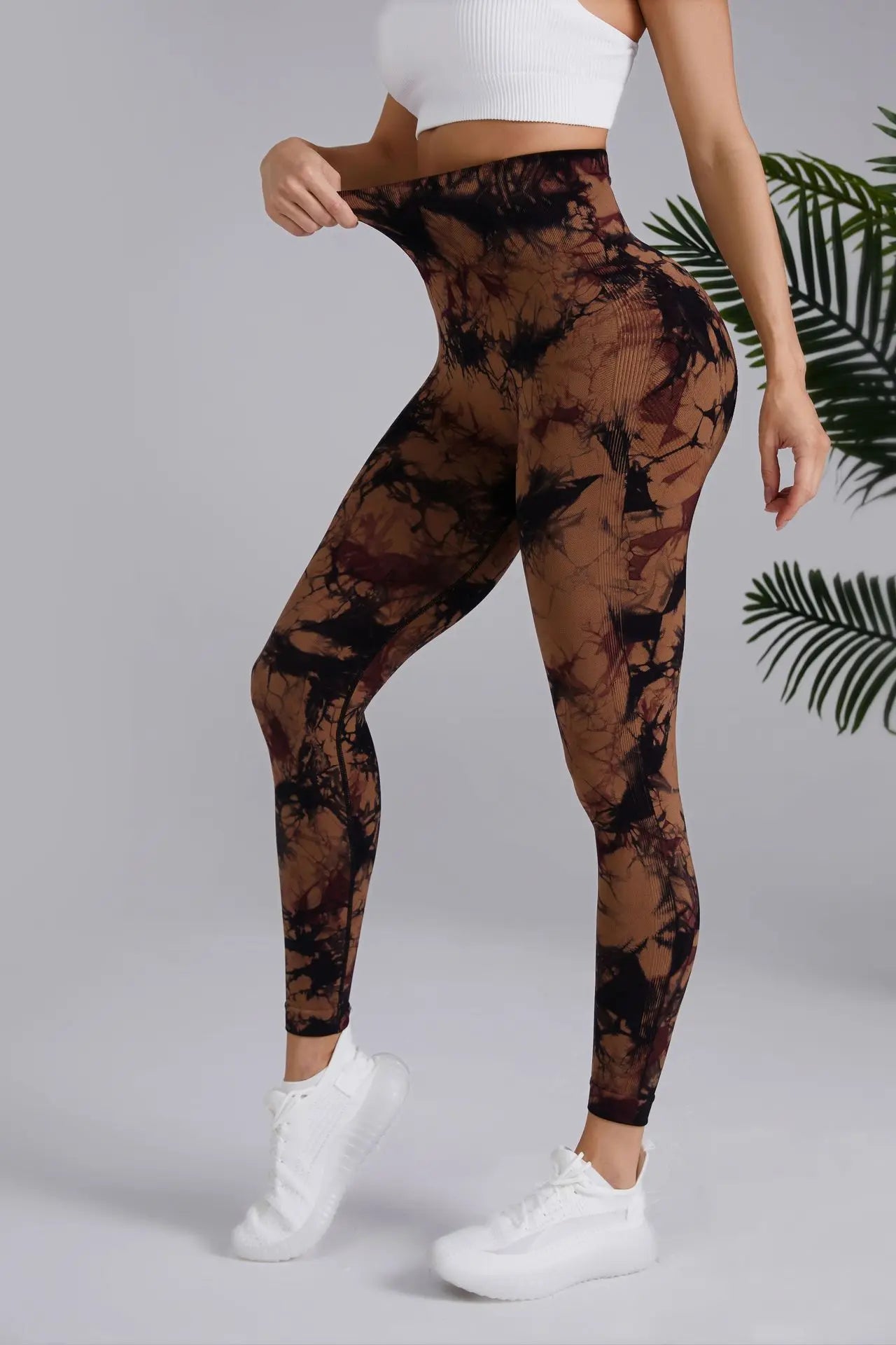 Seamless Peach Yoga Pants Women's Dual Color Tie Dye Tie Float High Waist Sports
