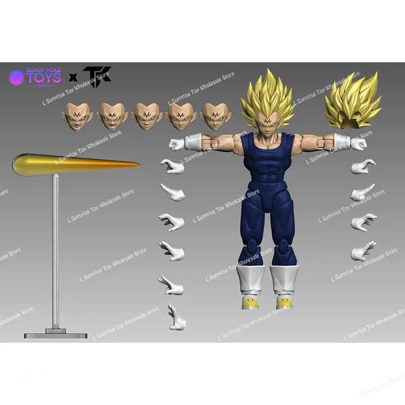 Black Hole TK Custom Dragon Ball Z Super Saiyan SSJ Majin Vegeta Battle Damage Full Power Anime Action Figures Models Gifts Toys