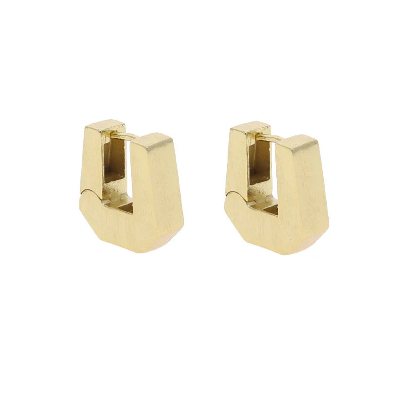 Plain Brushed Micro Paved 5A Cubic Zirconia CZ Sparking Gold Color Geometric 2025 New Women Hoop Earring