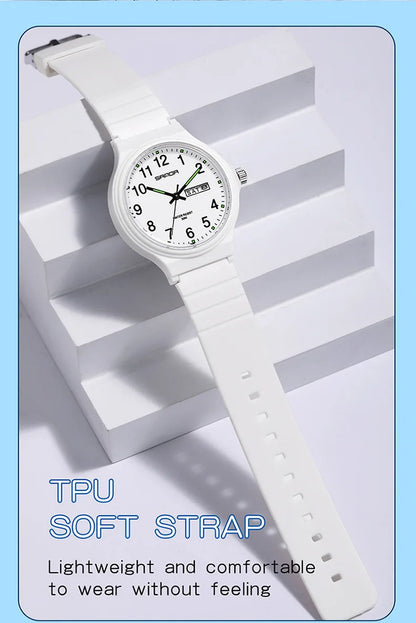 SANDA 9072 Student Quartz Watch Simple Light Fashion Resistant Outdoor Sport Wristwatch for Boy and Girl Best Gift