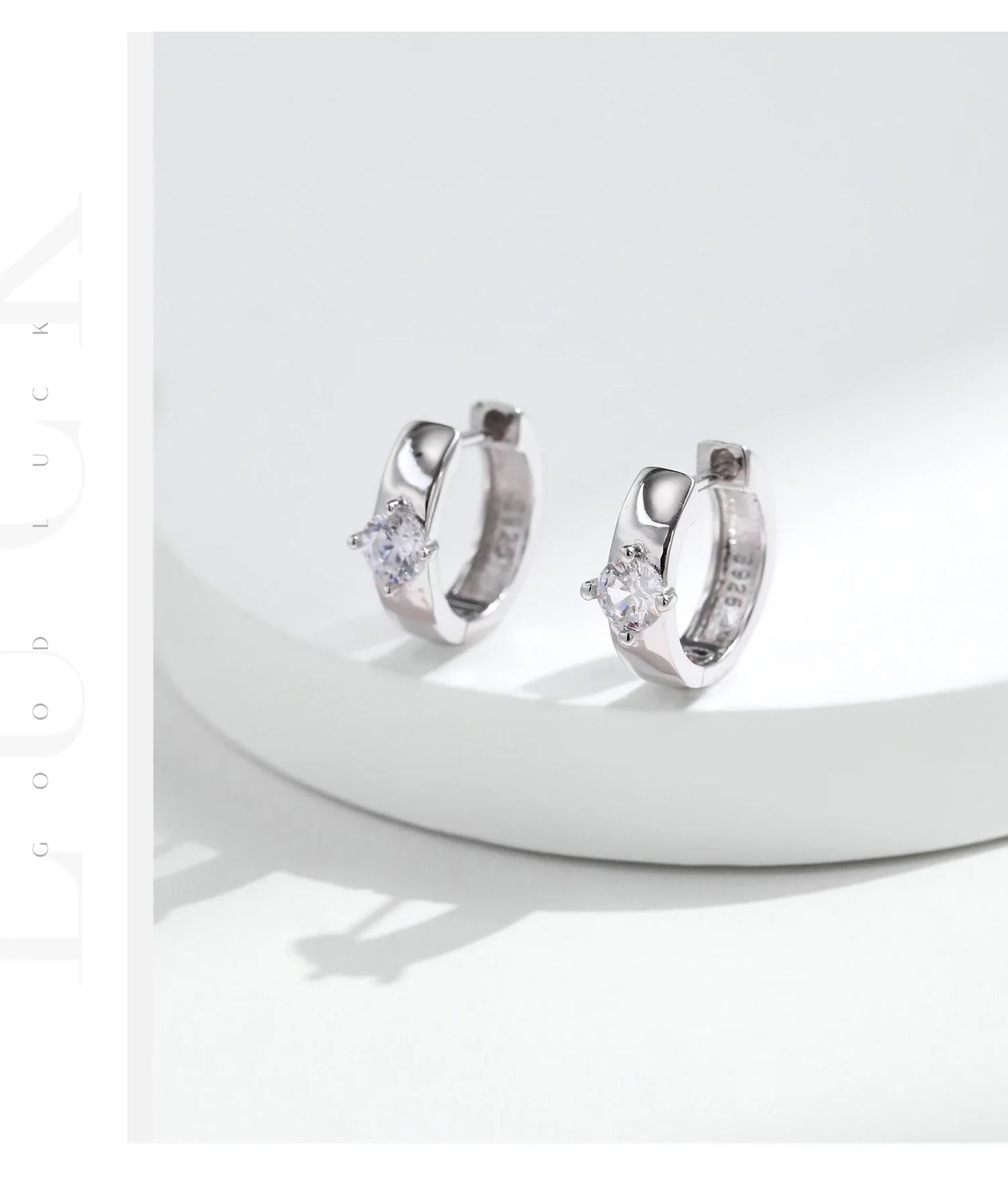 MODIAN Round Moissanite Ear Buckles Lab Diamond 925 Sterling Silver Engagement & Wedding Hoop Earrings for Women Jewelry Gifts