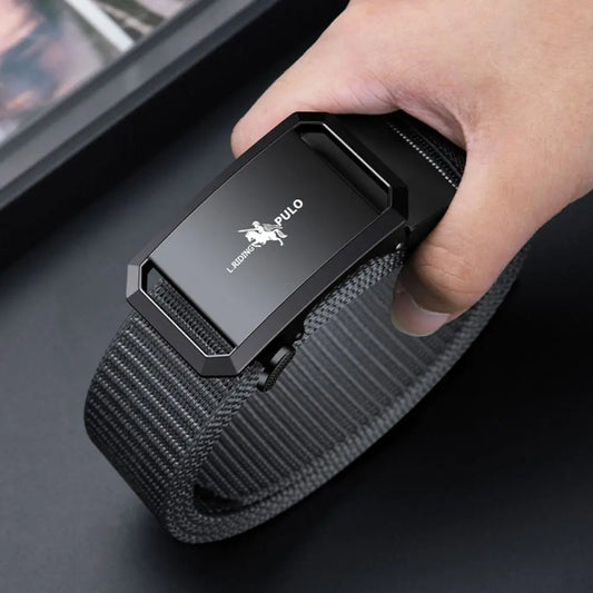 Men Business Belt Luxury Brand Quality Nylon Canvas Belt Black Automatic Buckle Belt Casual Simple Wild Style Trendy Jeans Belt
