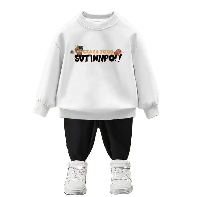 Spring Baby Girls Clothes Set Kid Boy Cartoon Printed Sweatshirts Pullover Top And Pants 2 PIeces Suit Children Tracksuits