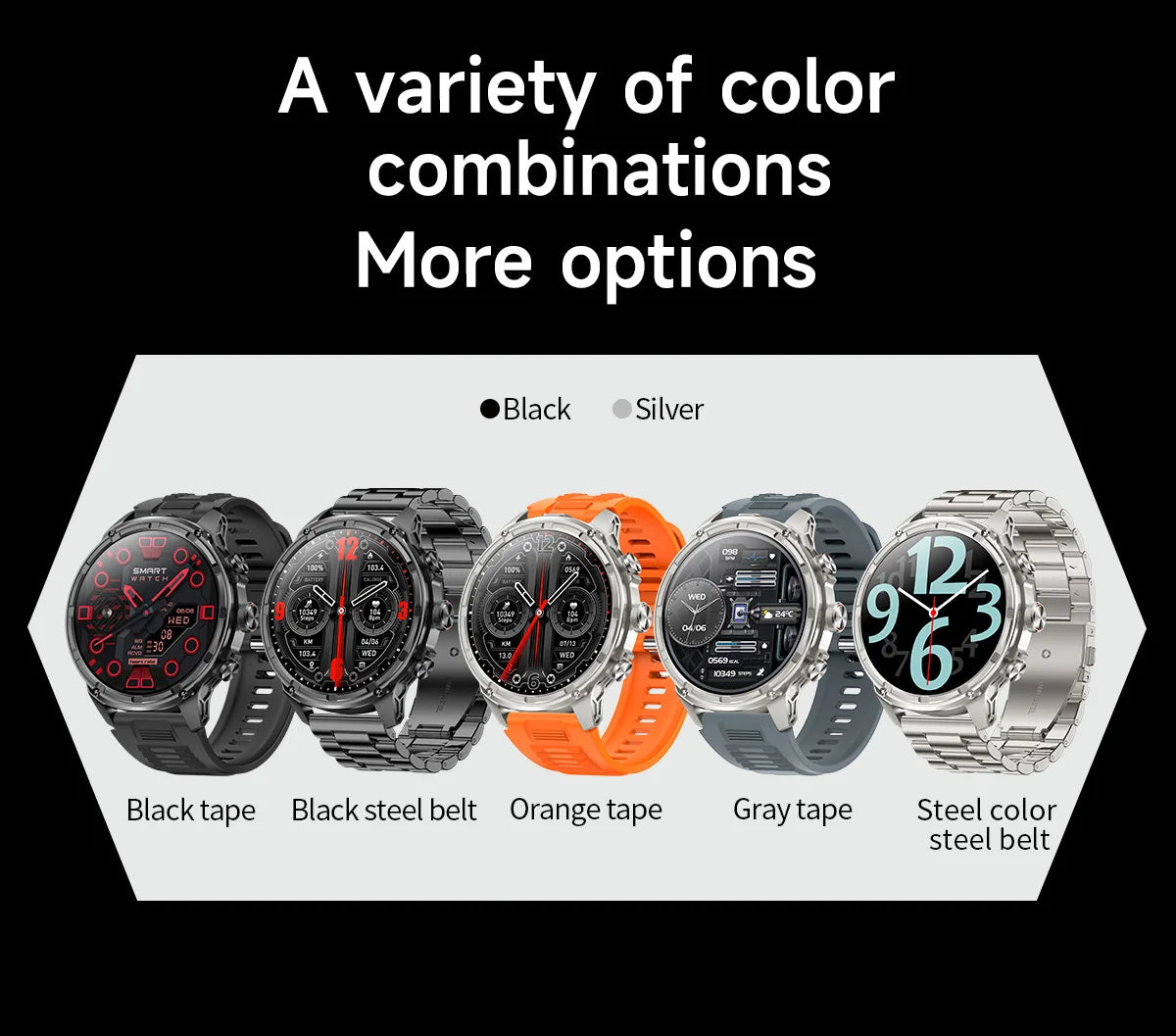 New T-Rex3 710mAh Large Battery Durable Adult Smart Watch 1.85-inch GPS trackr Compass 3ATM Waterproof BT Call Sports Smartwat