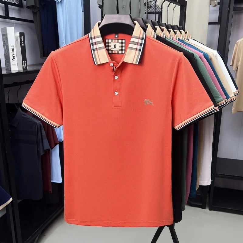 Designer fashion brand short sleeve polo shirt men summer new luxury exquisite embroidery high-end business casual Paul T-shirt