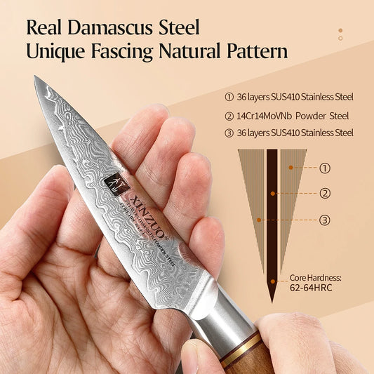 3.5'' in Paring Knife 73-layer Damascus Steel Damascus Steel Utility Knife