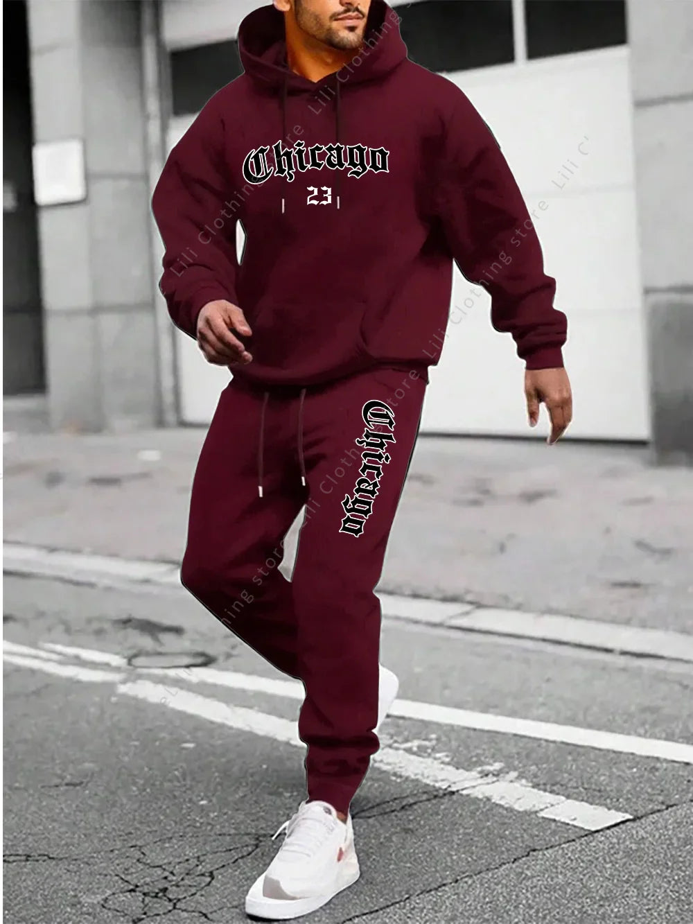 Men's sportswear - Hoodie and sports pants, loose-fitting style suitable for daily and sports wear swearshirts Tops