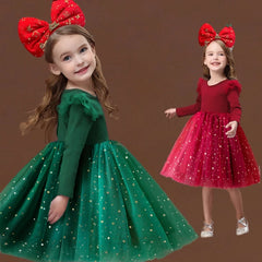 Girls Long Sleeve Autumn Winter Casual Dress Kids Sequined Tulle Tutu