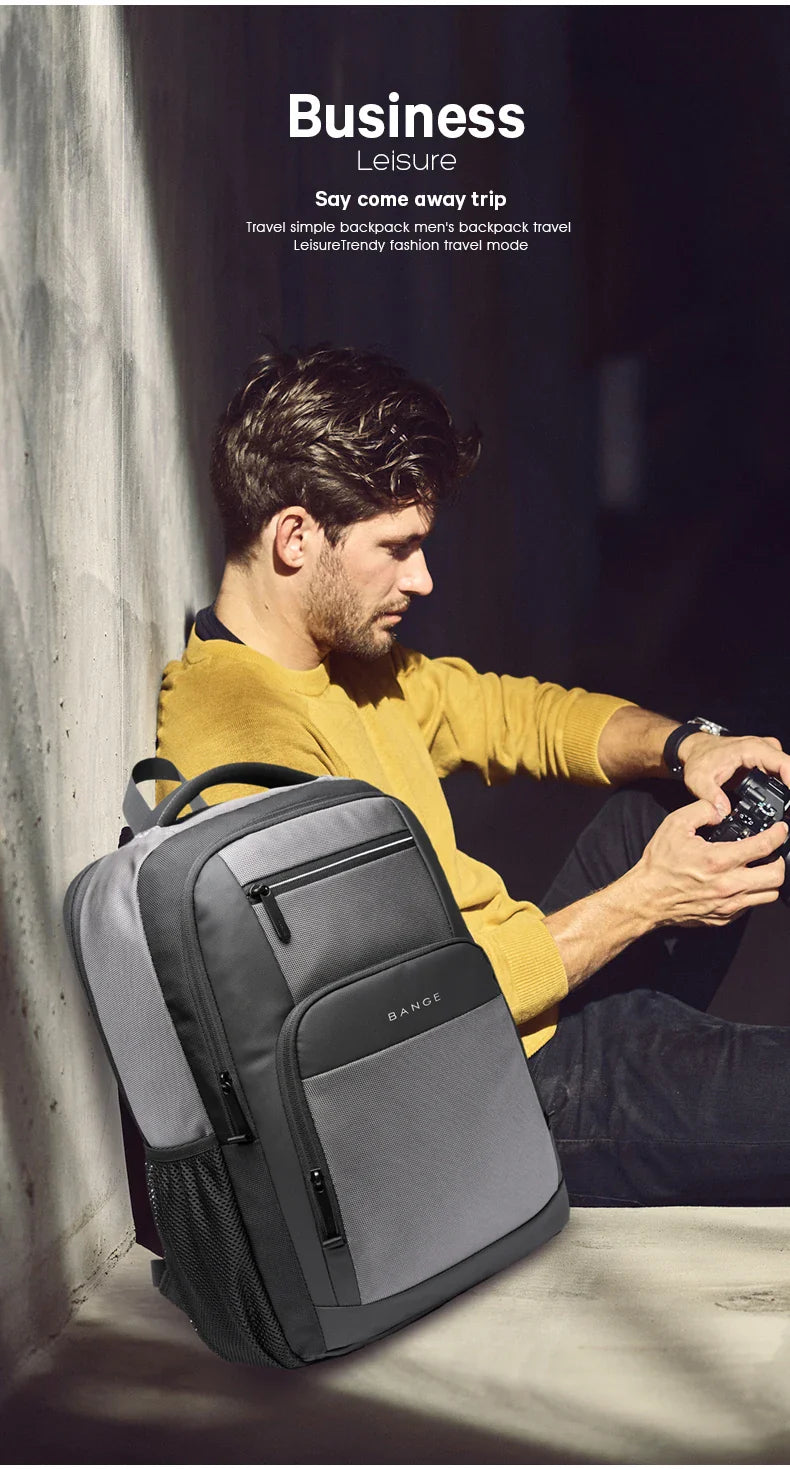 BANGE Sling Travel Laptop Backpack Fits 15.6 Inch Laptop for Men and Women Waterproof with Side Mesh Pocket USB Charging Port