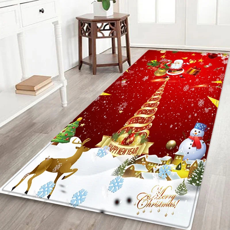 Merry Christmas Santa Claus Carpet for Living Room Home Decor Kitchen Hallway