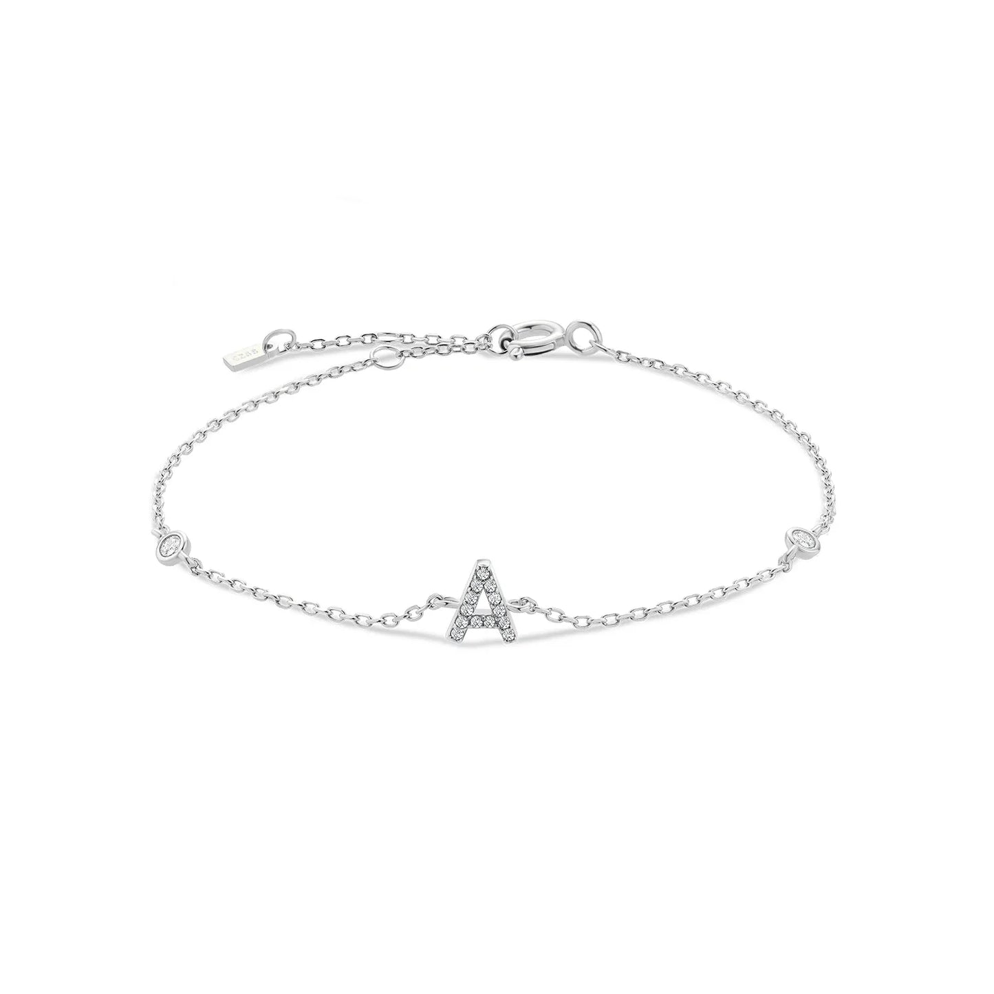 VEWANT 925 Sterling Silver Monogram Letter A - Z Initial Charm Chain Bracelet Luxury Wedding CrystalFine Jewelry
