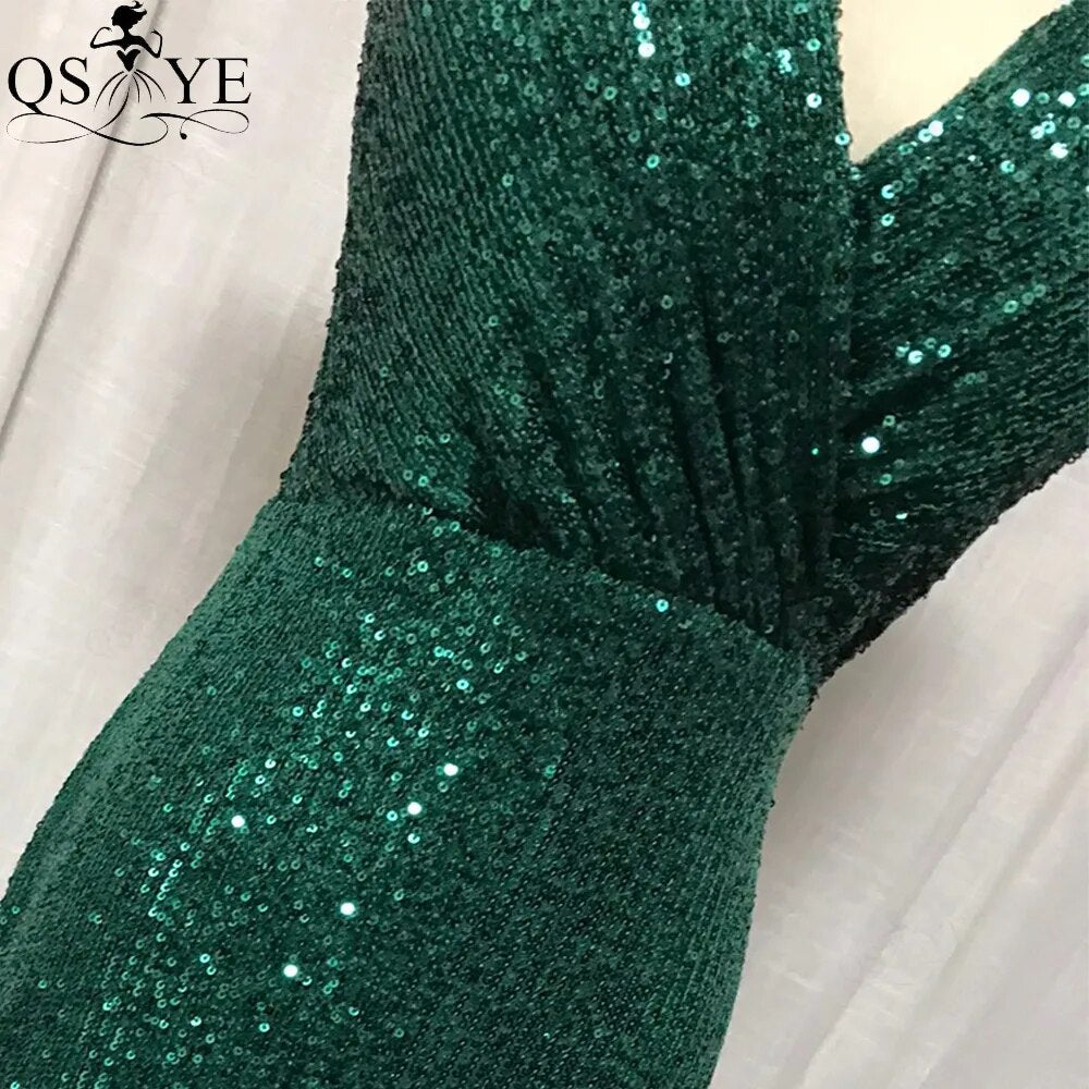 Evening wear Dresses: Shoulder Straps Prom Gown Sequin Long Party Dress