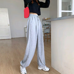 Women Casual Solid Color Baggy Loose Cinched Bottom Sweatpants Drawstring