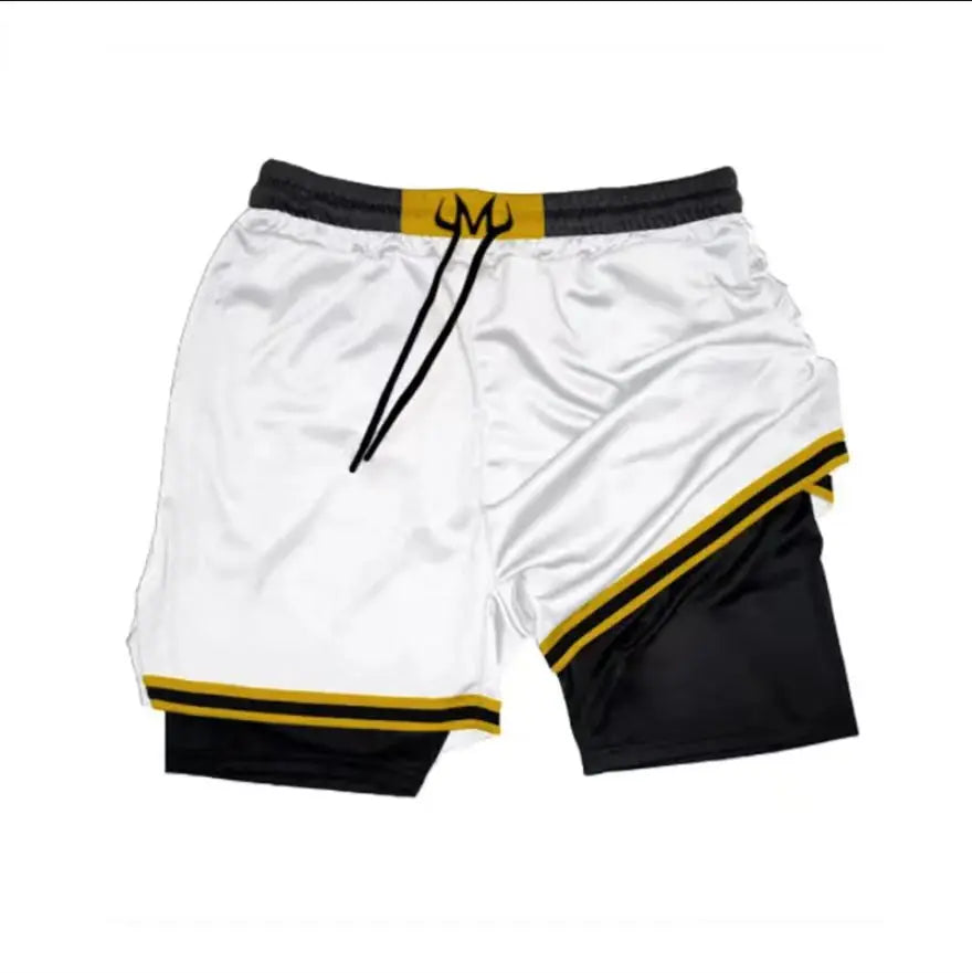 men's double layered shorts men anime high waisted oversized breathable sports