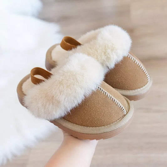 Winter Simple Japanese Woolen Elastic Band Slippers for Boys 2022 All-match Indoor and Outdoor Girls Child Fashion Casual Shoes