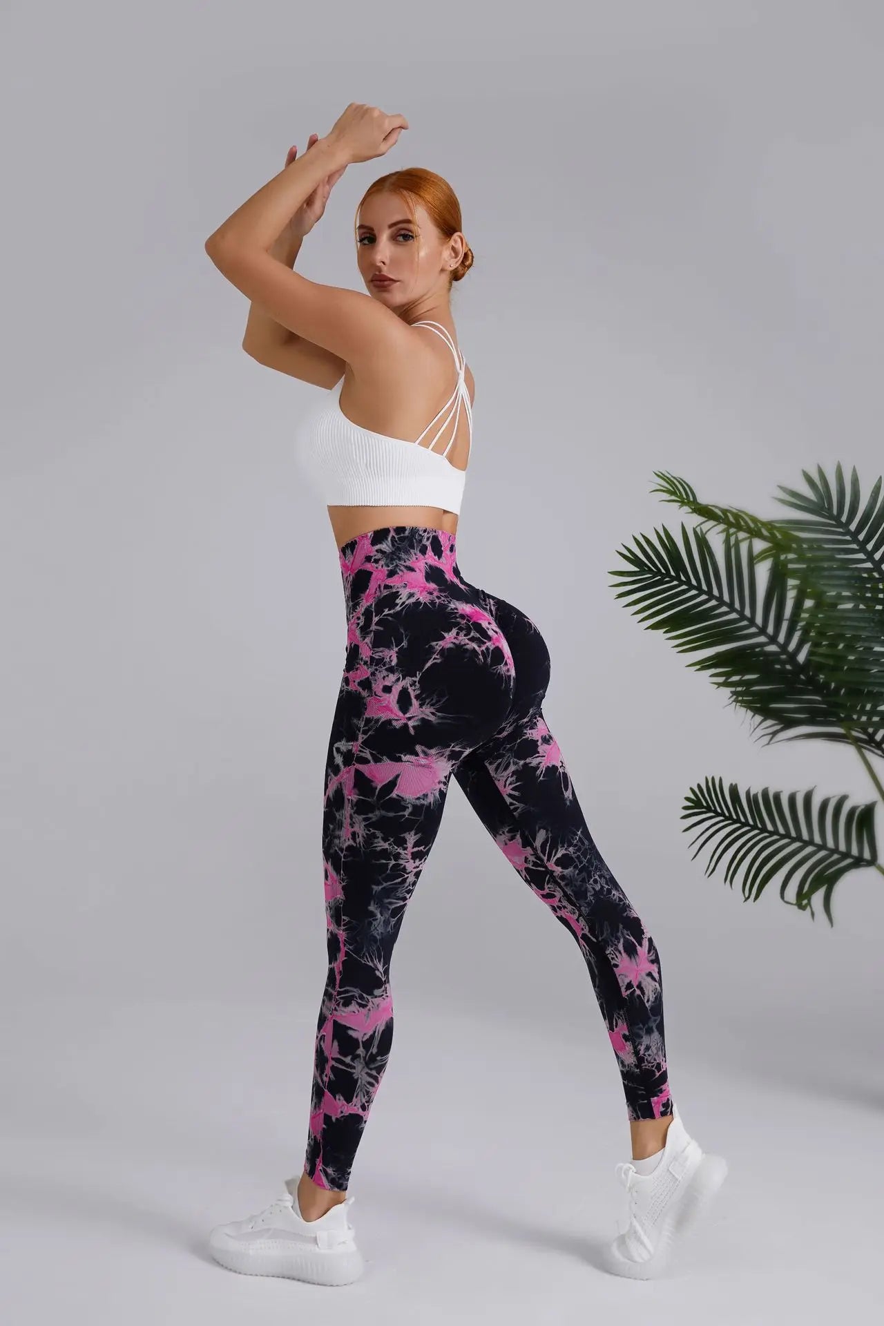 Seamless Peach Yoga Pants Women's Dual Color Tie Dye Tie Float High Waist Sports