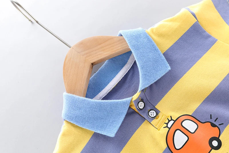Baby boys Polo Shirt + Handsome Denim Shorts 2-Piece Set kids girls clothes suits summer
