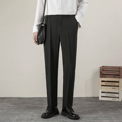 Straight Men Pants Fashion Business Korean Loose Casual White Black Gray