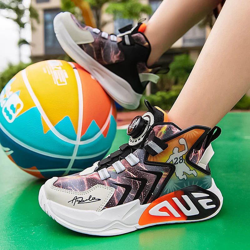 Basketball Shoes Kids Sneakers High Top Running Sports Shoes for Boys Tenis Boots Lightweight Children Sneakers