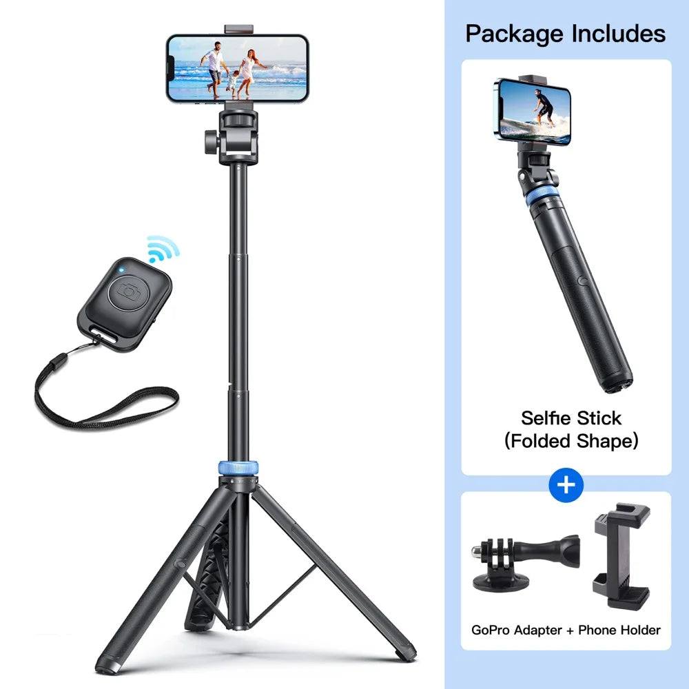 Selfie Stick Tripod for iPhone 15 14 13 12 Pro Max Plus Samsung GoPro Lightweight