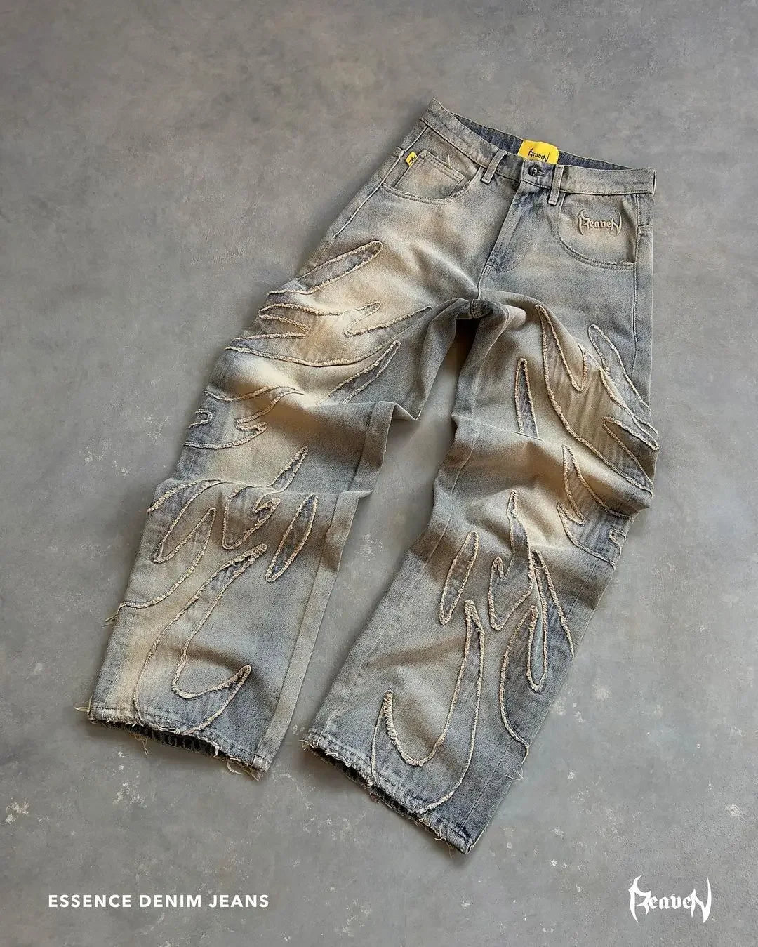 Y2K Baggy Jeans Vintage Men Black Washed Hip Hop Goth Denim Pants