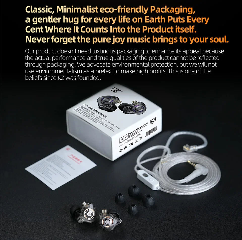 KZ Gale Earphone HIFI Bass Earbud Gaming and Music Headset Super-linear Dynamic Driver Detachable Design