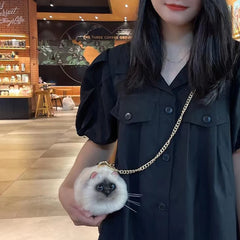 Women Exquisite Shoulder Underarm Bags Siamese Cat Bag Plush Cute Plush