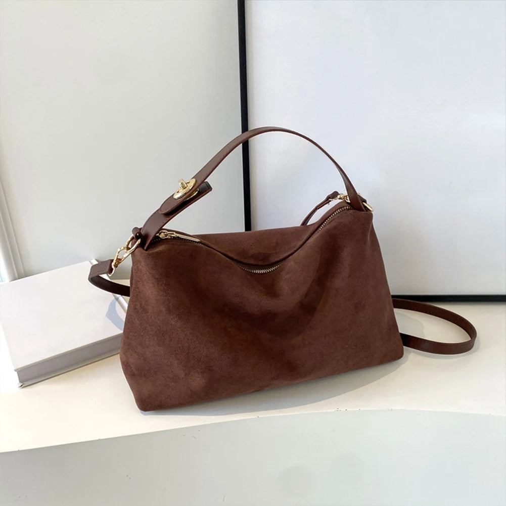 Women Suede Shoulder Bag Crossbody Bag Adjustable Strap Hobo Purse