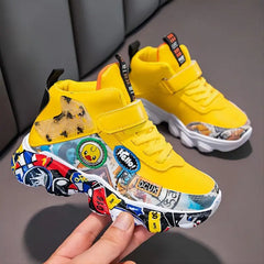 Children Sports Sneakers for Girls Kid Cartoon Graffiti Pattern Casual Shoes Boys