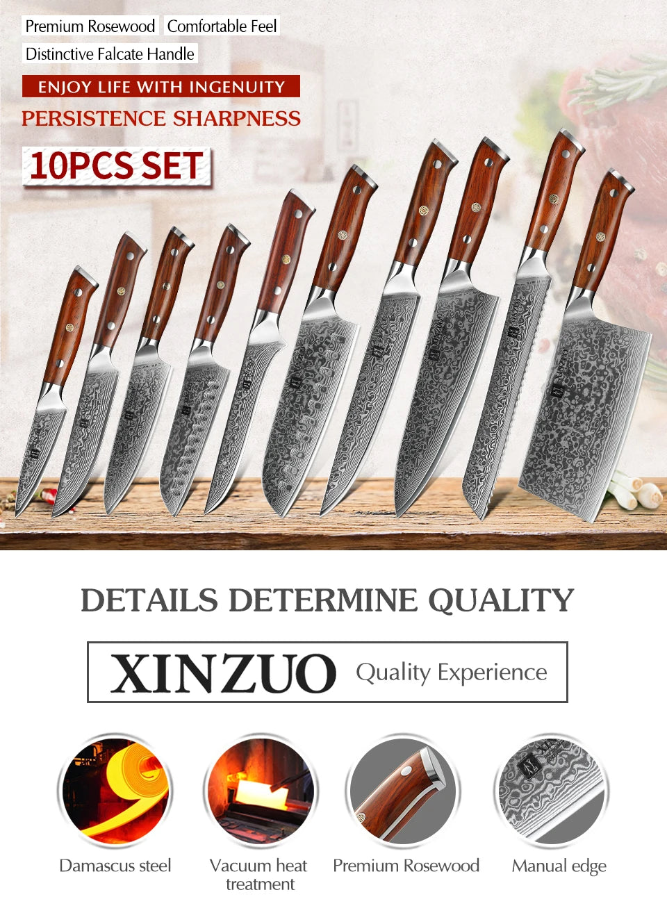 1-10 PCS Kitchen Knife 67 Layers Damascus Steel Chef Slicing Utility Paring Knife