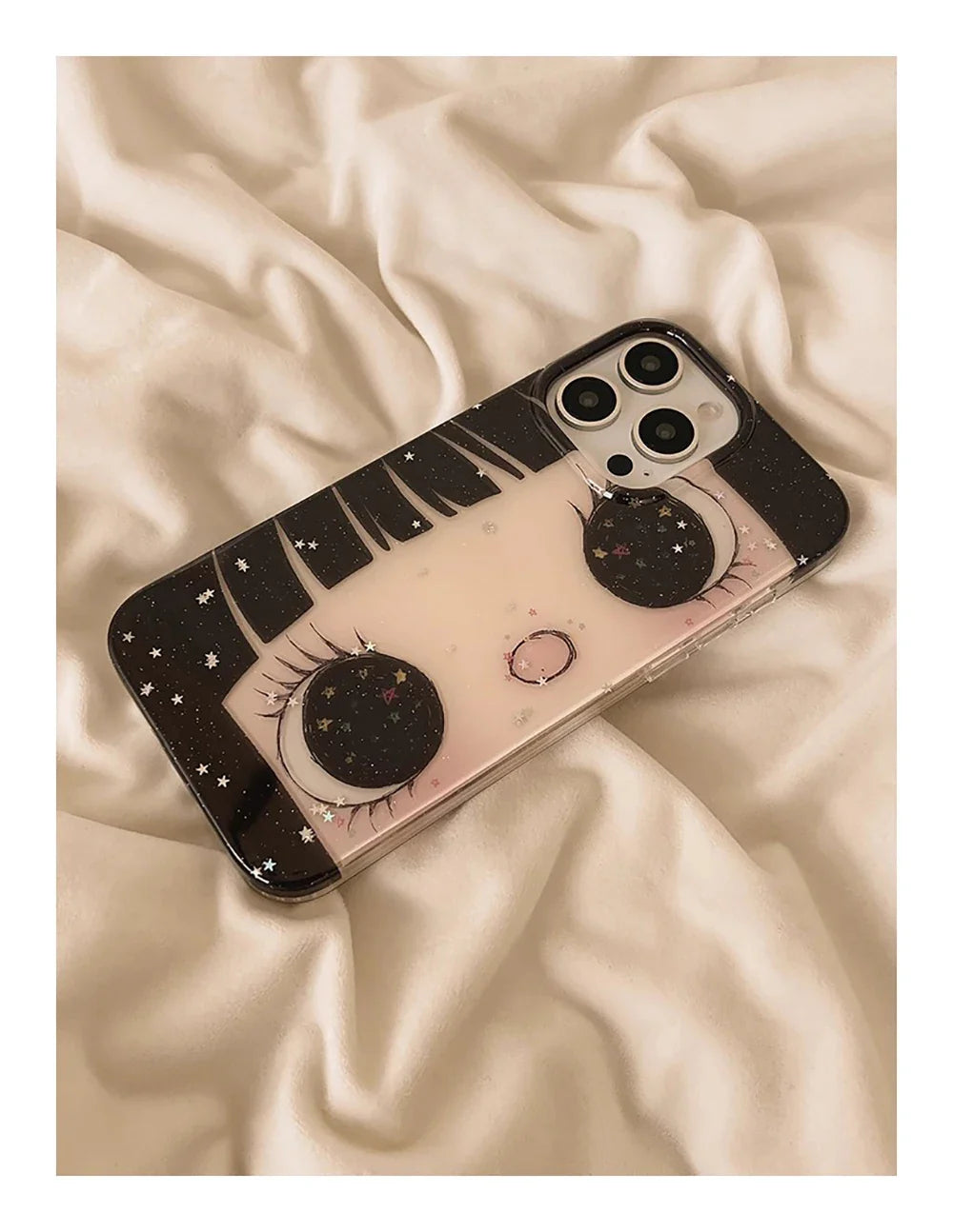 Cartoon Anime Shinning Eyes Cute Phone Case for IPhone 17 16 15 14 13 Pro Max Girl Glittering Big Eyes Back Phone Cover Capa