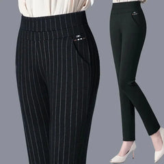 Women's Trousers Stripes Black OL Formal Clothes For Woman Pant