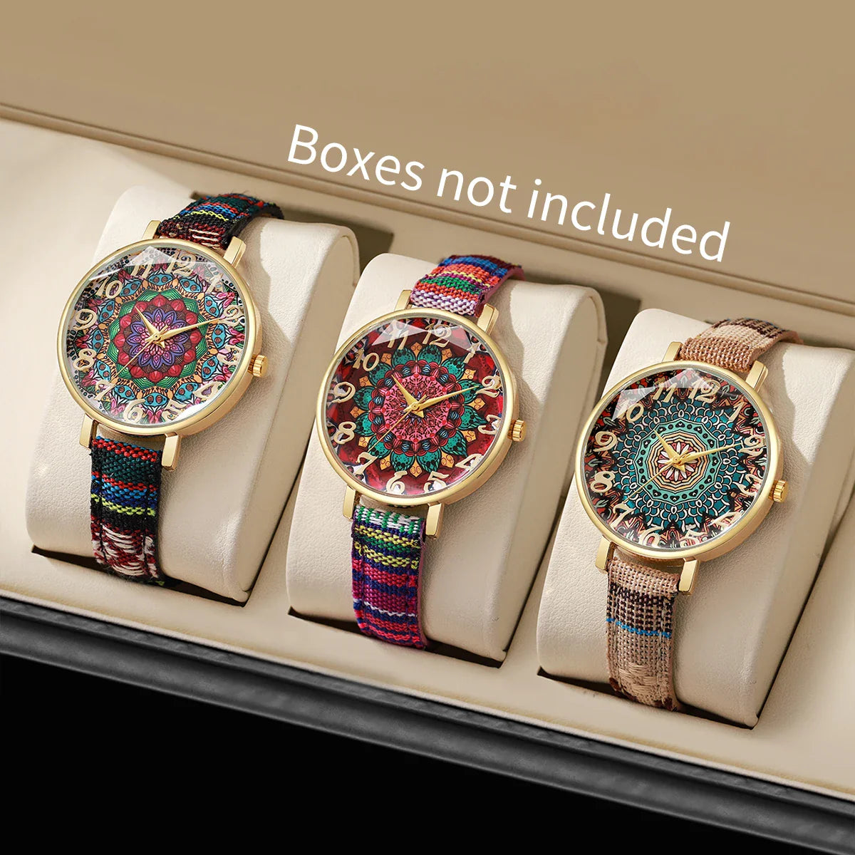 1/2/3/5PCS Fashion Women Watches Vintage Flowers Printed PU Strap Quartz Watch for Women Clock Gift Reloj Mujer（Without Box）