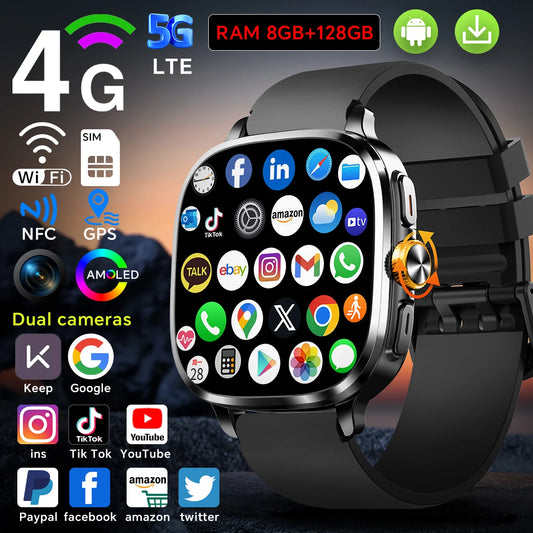 New Android 13.0 Cellular Version Smart Watch 5G LTE Smartwatch With 2.4inch Amoled Screen Sim Card Slot Google Play Store GPS