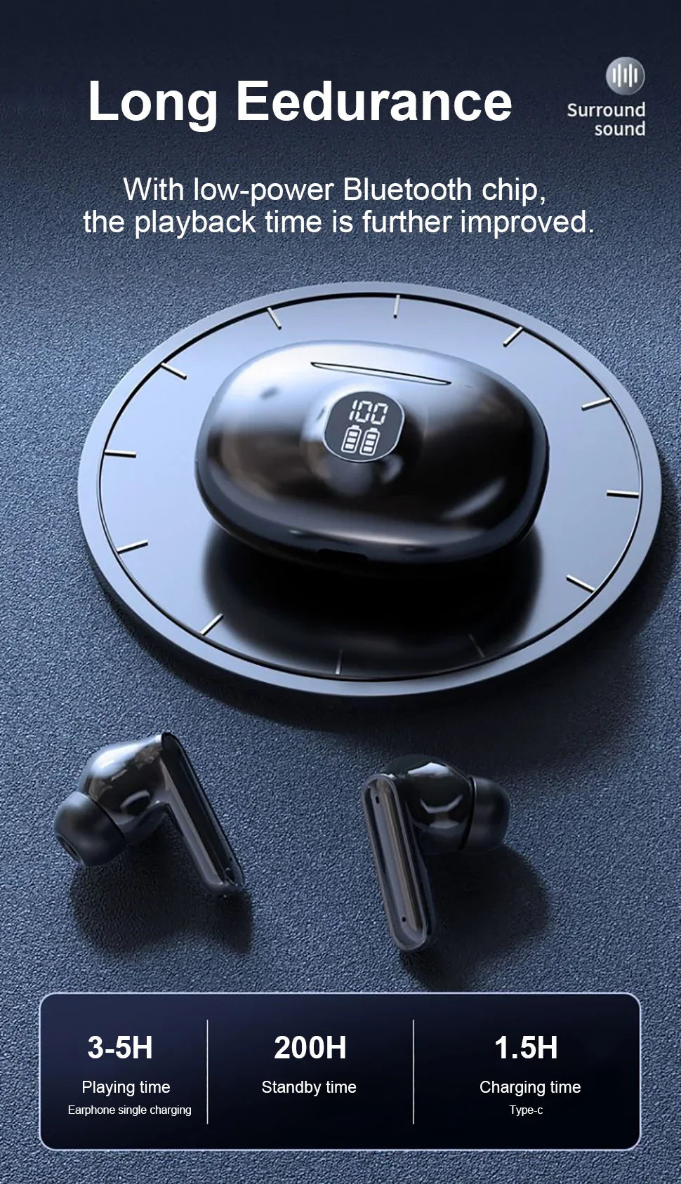 Bluetooth Earphones Wireless Headphone ENC-Calling Noise Cancelling Headset HiFi Stereo Handsfree Earphone HS510 Pro For Xiaomi