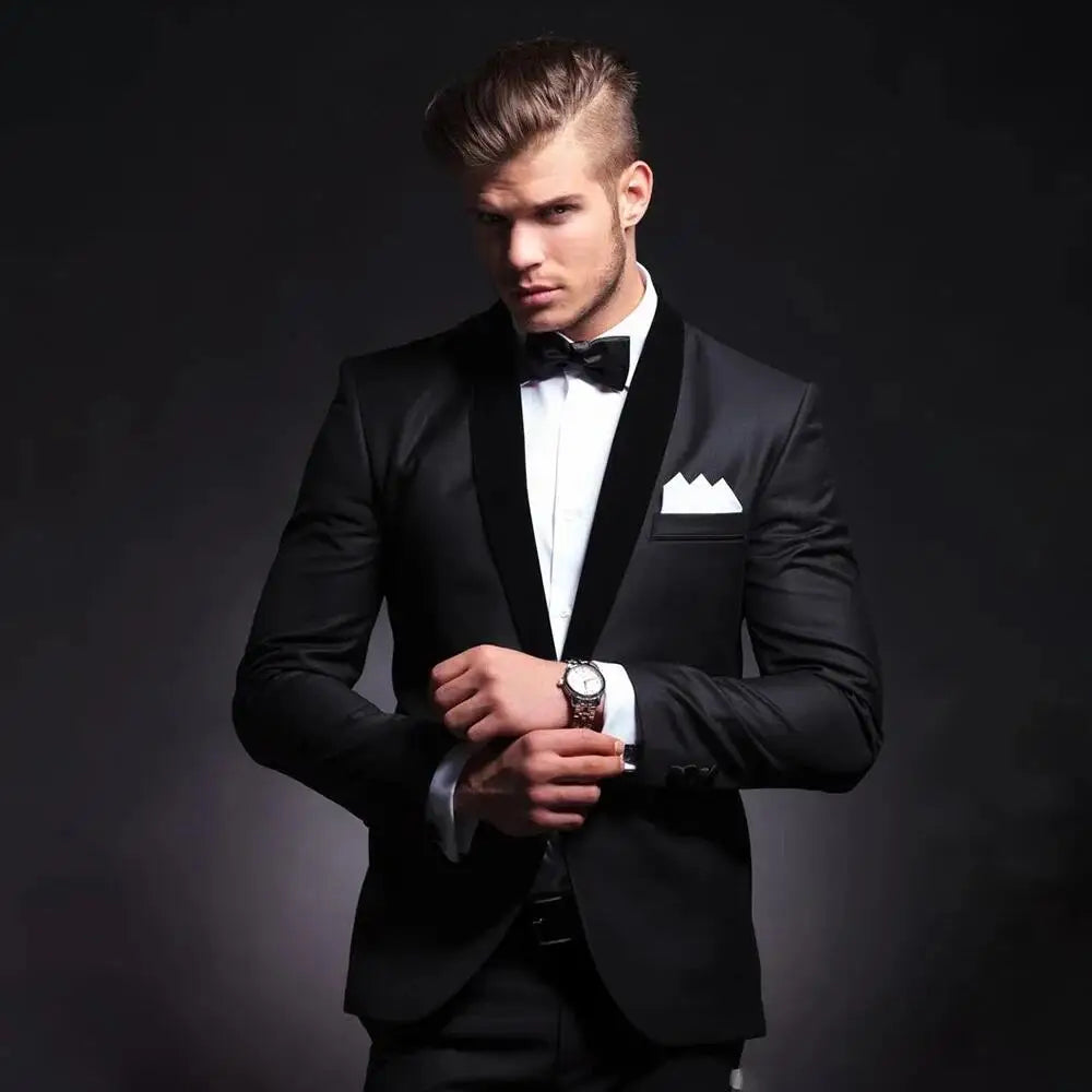 Tuxedo for Mens: Slim Fit Black Men Suit Two-piece (Jacket+Pants) Handsome