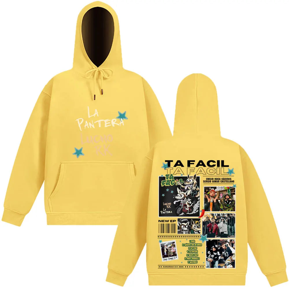 Rapper La Panter Lucho Rk Ta Facil Album 2025 Tour Fashion Print Hoodie Men Women Harajuku Hip-hop Oversized Tracksuit Fan Gifts