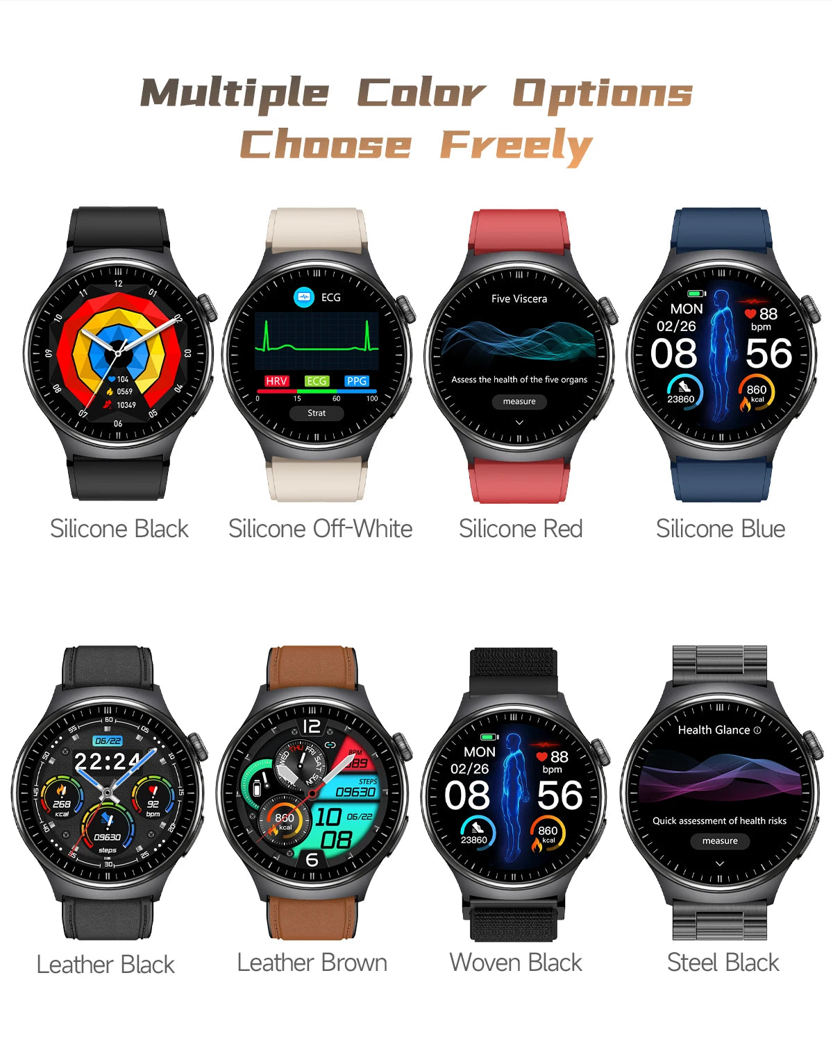 New Upgraded Health Monitoring Uric Acid Blood Pressure Blood Oxygen Heart Health Check Smart Watch ECG smart watches Man 2025